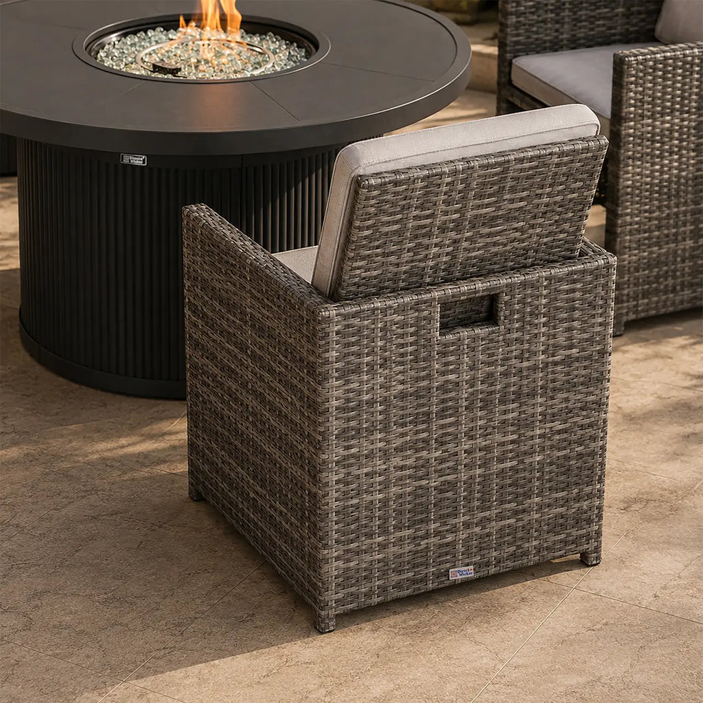 5-Piece Outdoor Fire Pit Dining Set with Fire Pit Table & 4 Wicker Chairs (PAG-2665+PAD-3234-GR)