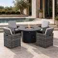 5-Piece Outdoor Fire Pit Dining Set with Fire Pit Table & 4 Wicker Chairs (PAG-2665+PAD-3234-GR)