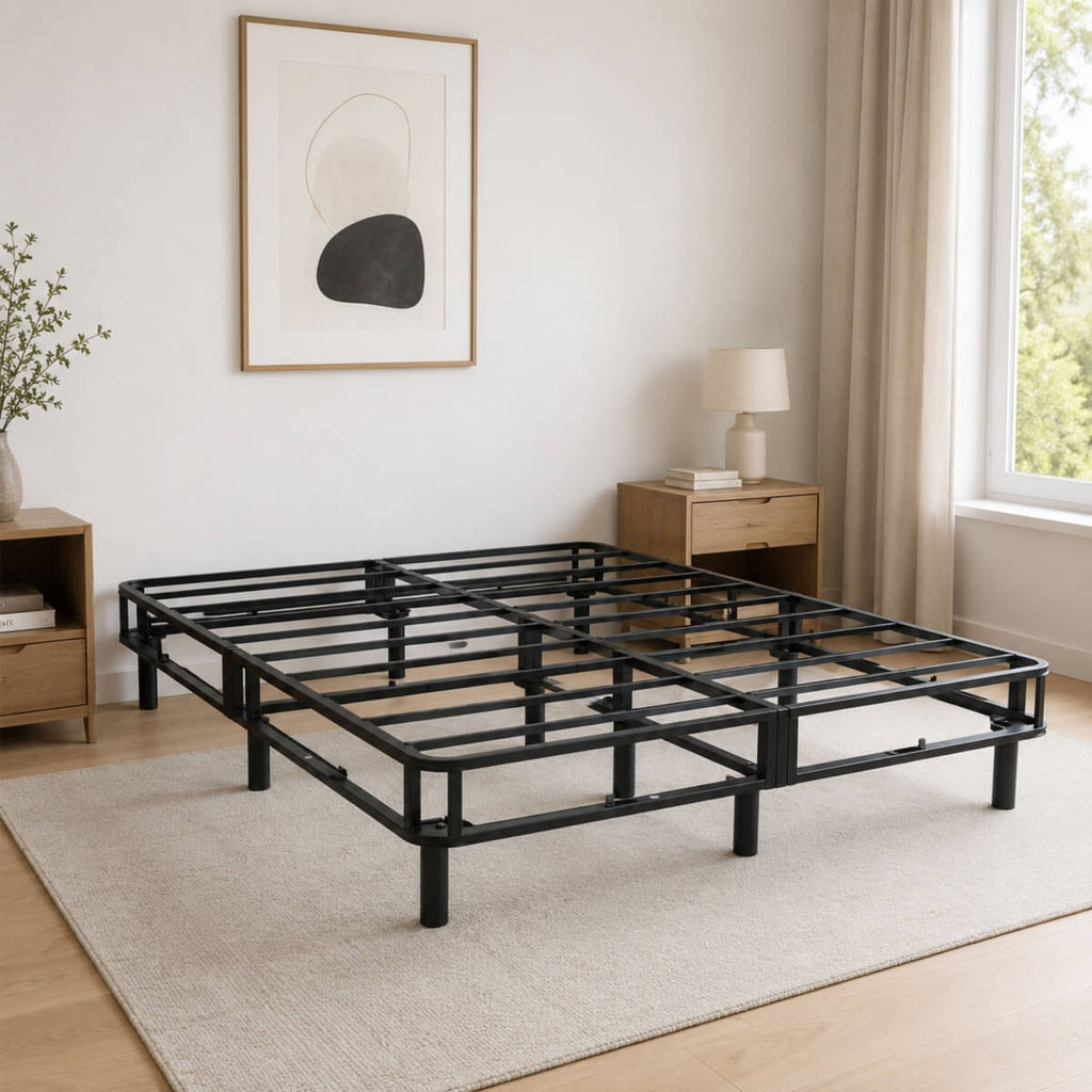 Heavy-Duty Full KD Fabric-Wrapped Platform Bed Frame (PAL-2677-KD-BK-ZJWK)
