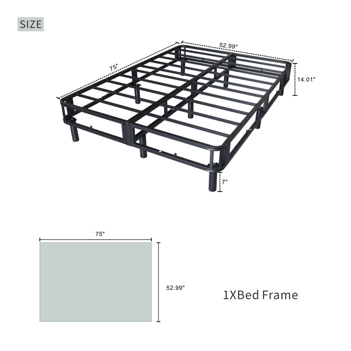 Heavy-Duty Full KD Fabric-Wrapped Platform Bed Frame (PAL-2677-KD-BK-ZJWK)