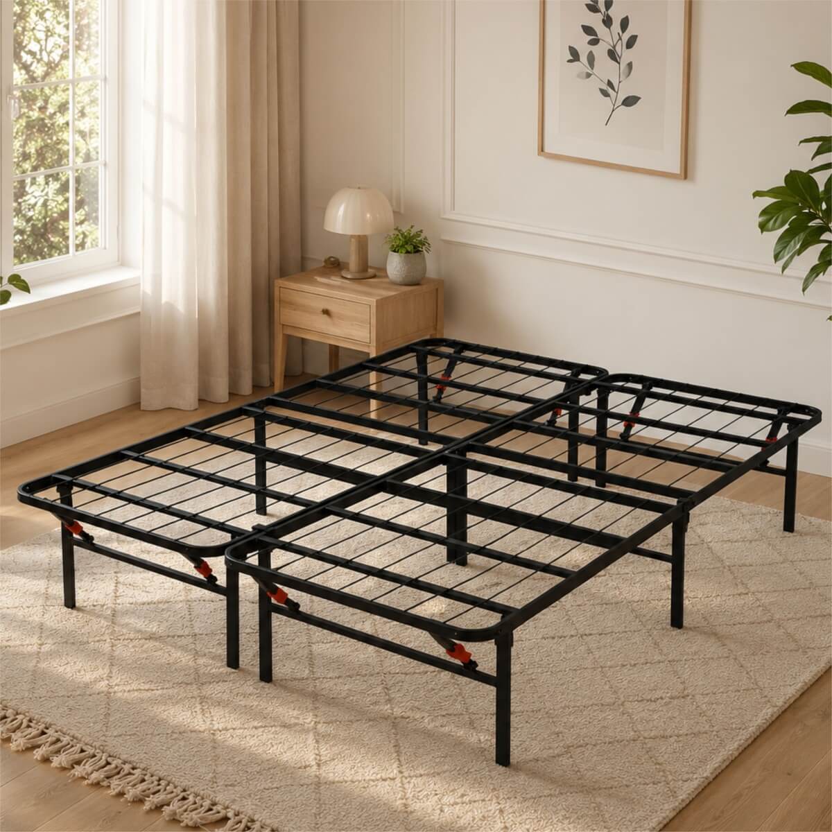 Heavy-Duty Foldable Full Size Metal Platform Bed Frame (PAL-2680-KD-BK-ZJWK)