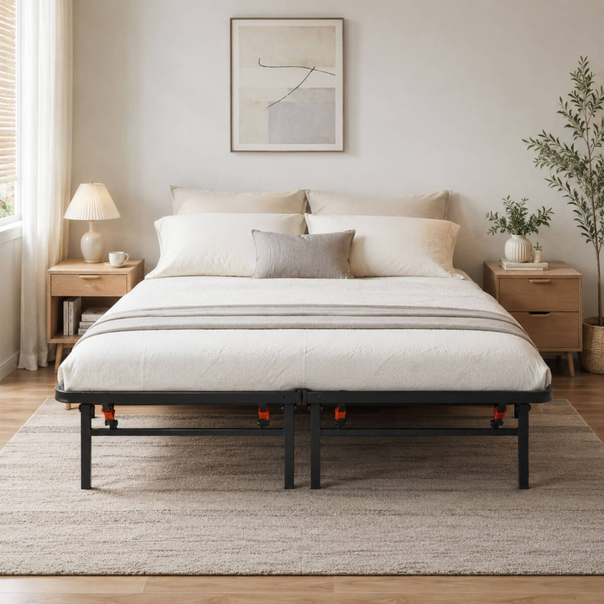 Heavy-Duty Foldable Full Size Metal Platform Bed Frame (PAL-2680-KD-BK-ZJWK)