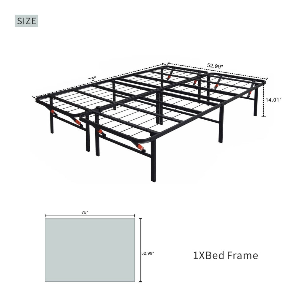 Heavy-Duty Foldable Full Size Metal Platform Bed Frame (PAL-2680-KD-BK-ZJWK)