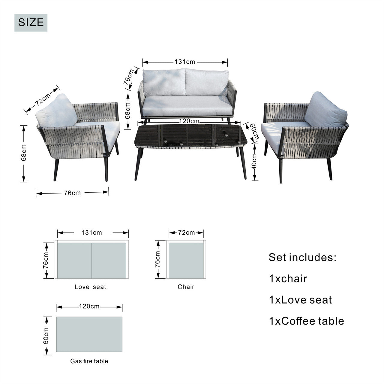 4-Seater Patio Furniture Set PAS-1649B