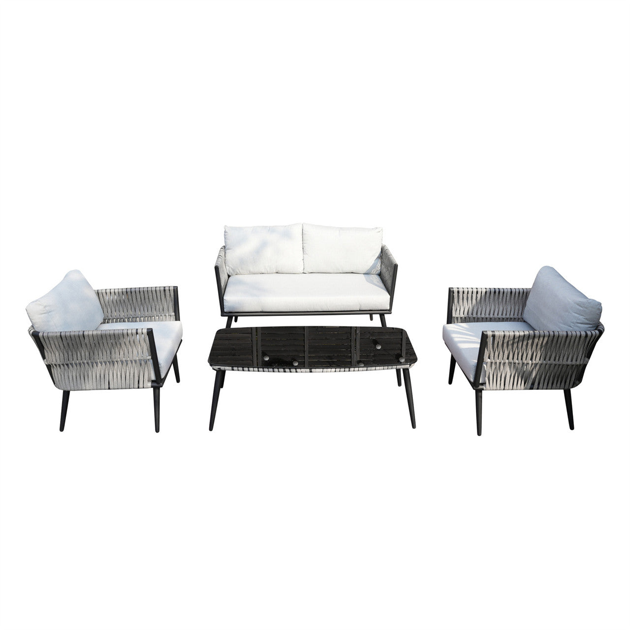 Aluminum Frame Wicker Sofa Set with Coffee Table PAS-1649B