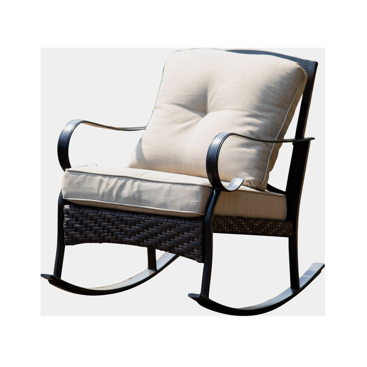 Elegant and Exquisite Rocking Chair with Beige Cushion