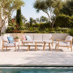 Modern 5-Piece Outdoor Patio Conversation Set with Wood-Look Aluminum Frame