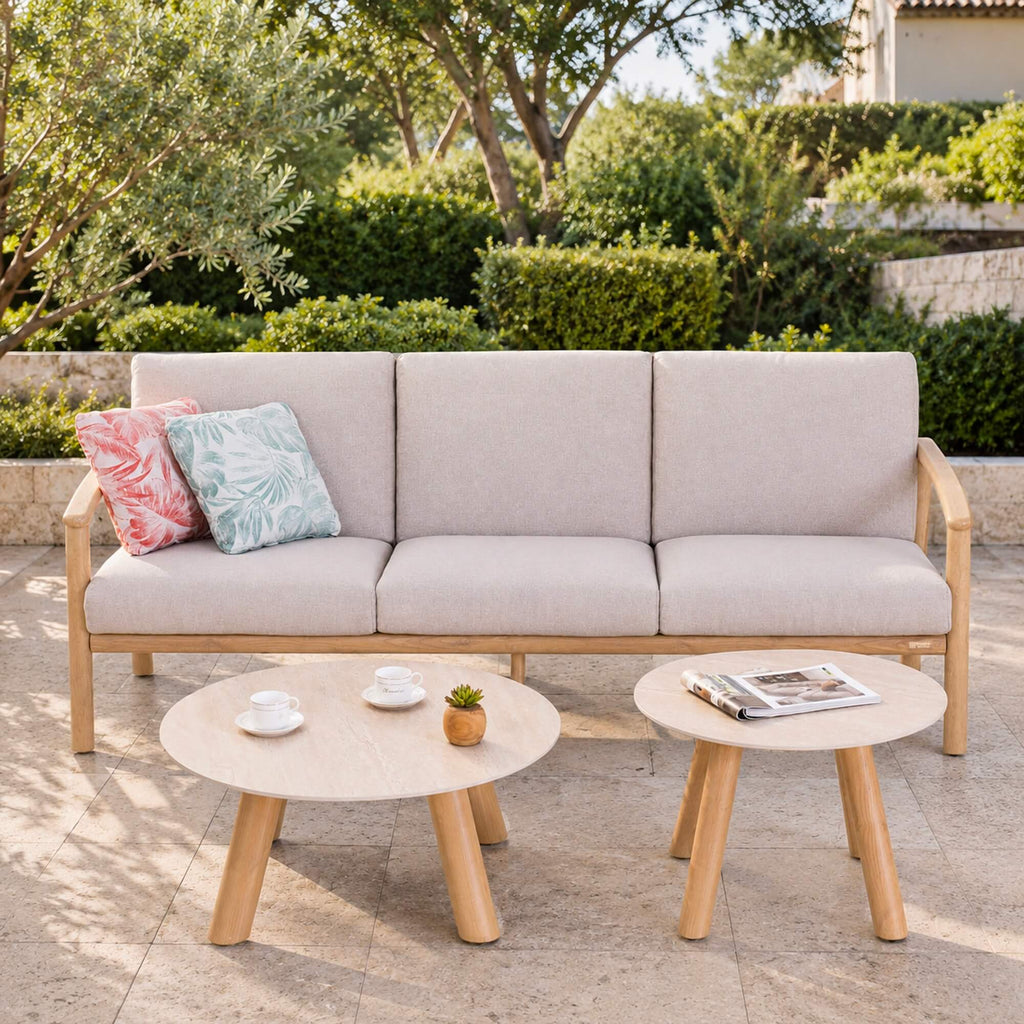 Modern 5-Piece Outdoor Patio Conversation Set with Wood-Look Aluminum Frame