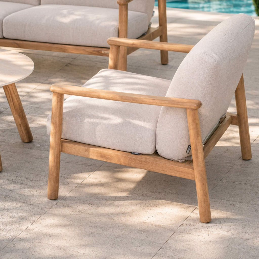 Modern 5-Piece Outdoor Patio Conversation Set with Wood-Look Aluminum Frame
