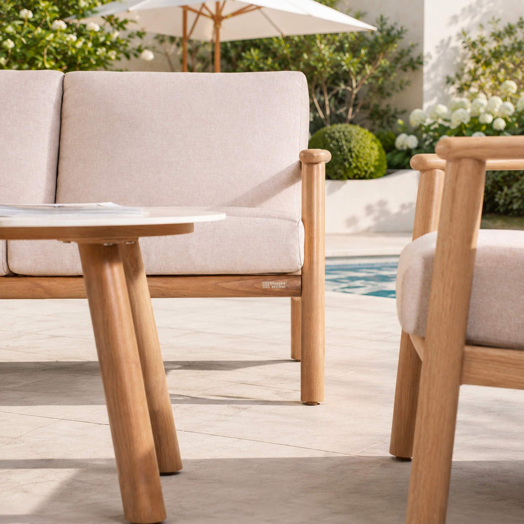 Modern 5-Piece Outdoor Patio Conversation Set with Wood-Look Aluminum Frame