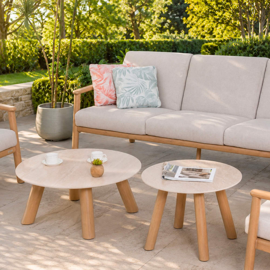 Modern 5-Piece Outdoor Patio Conversation Set with Wood-Look Aluminum Frame