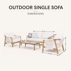 Modern 4-Piece Outdoor Patio Conversation Set with Wood-Look Aluminum Frame & Sintered Stone Table