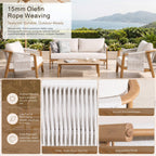 Modern 4-Piece Outdoor Patio Conversation Set with Wood-Look Aluminum Frame & Sintered Stone Table