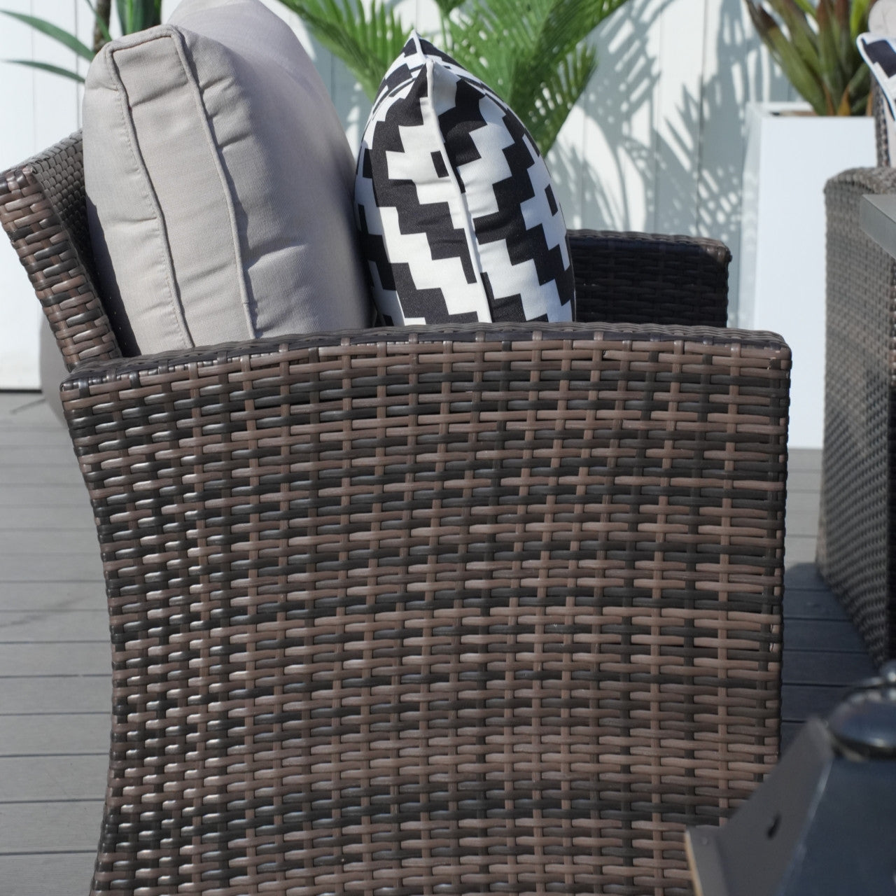 Outdoor Fire Pit Sofa Set with Rectangular Firepit Table (PAS-1503+1106RA)