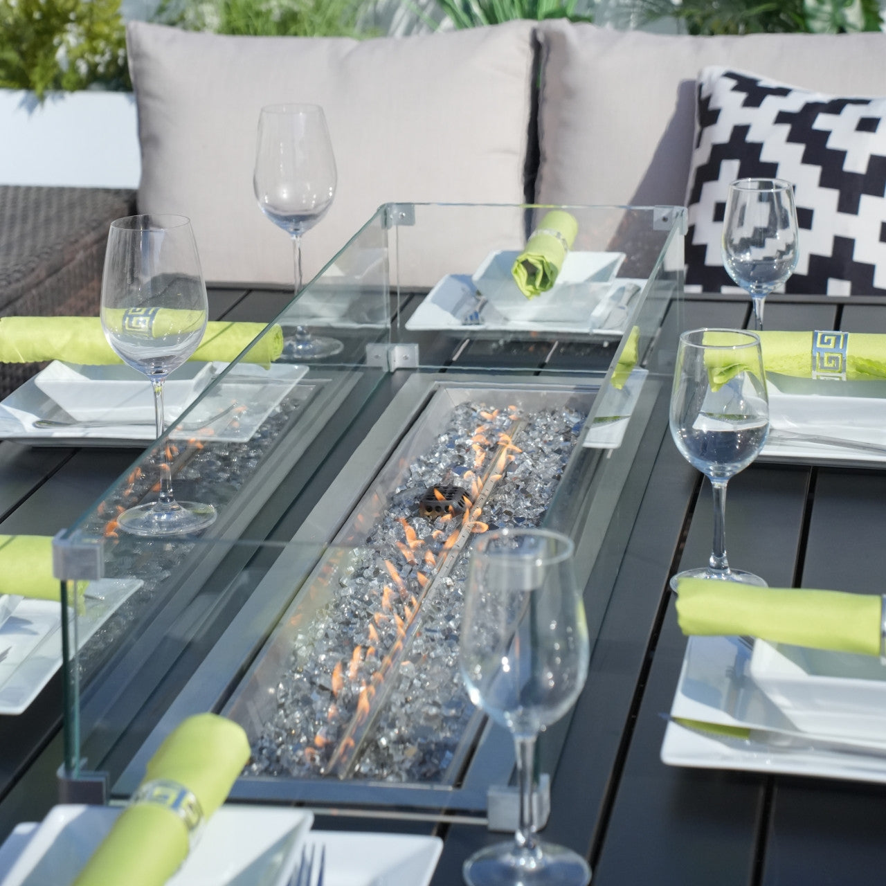 Outdoor Fire Pit Sofa Set with Rectangular Firepit Table (PAS-1503+1106RA)