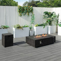 A Set of Rectangular Cement Firepit Table with Gas Cylinder Cover (PAG - 24913) - Direct Wicker