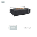A Set of Rectangular Cement Firepit Table with Gas Cylinder Cover (PAG - 24913) - Direct Wicker