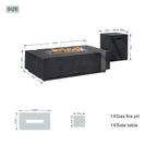 A Set of Rectangular Cement Firepit Table with Gas Cylinder Cover (PAG - 24913) - Direct Wicker