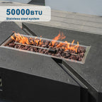 A Set of Rectangular Cement Firepit Table with Gas Cylinder Cover (PAG - 24913) - Direct Wicker