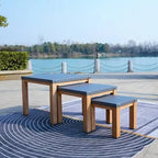 All Aluminum Outdoor 3 - Piece Set, Portable Square Table (PAT - 2341TA - GR) - Direct Wicker