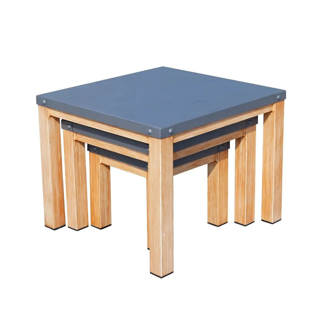 All Aluminum Outdoor 3 - Piece Set, Portable Square Table (PAT - 2341TA - GR) - Direct Wicker