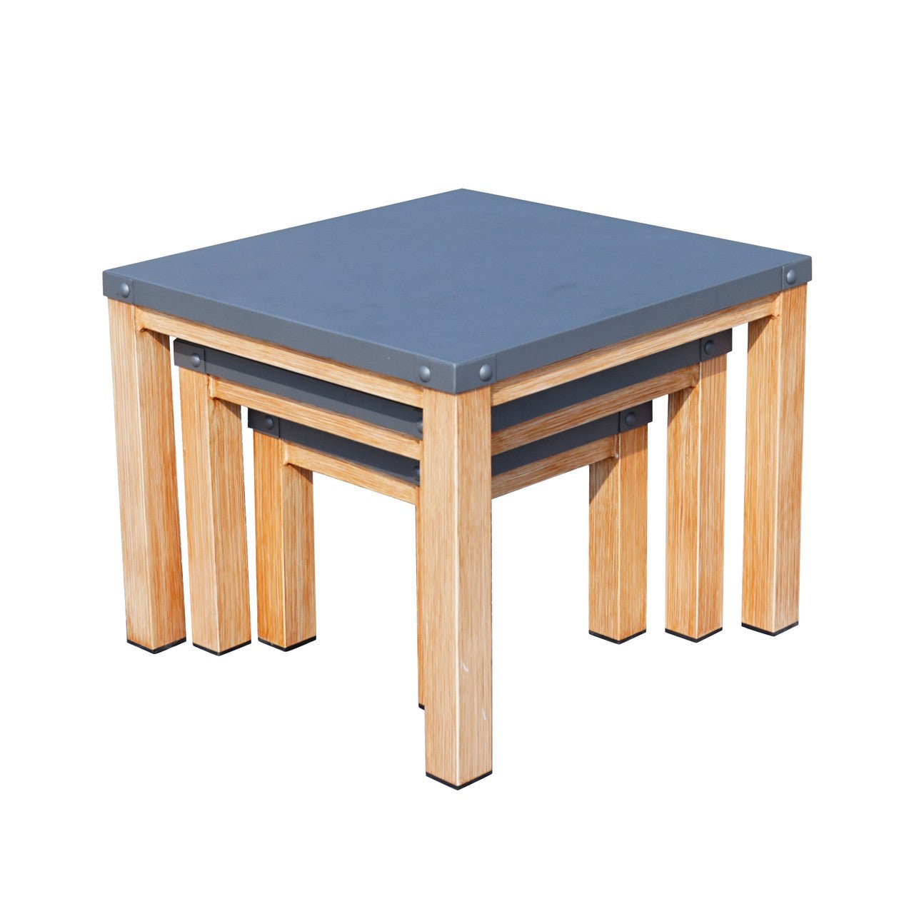 All Aluminum Outdoor 3 - Piece Set, Portable Square Table (PAT - 2341TA - GR) - Direct Wicker
