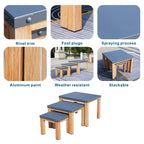 All Aluminum Outdoor 3 - Piece Set, Portable Square Table (PAT - 2341TA - GR) - Direct Wicker