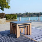 All Aluminum Outdoor 3 - Piece Set, Portable Square Table (PAT - 2341TA - GR) - Direct Wicker