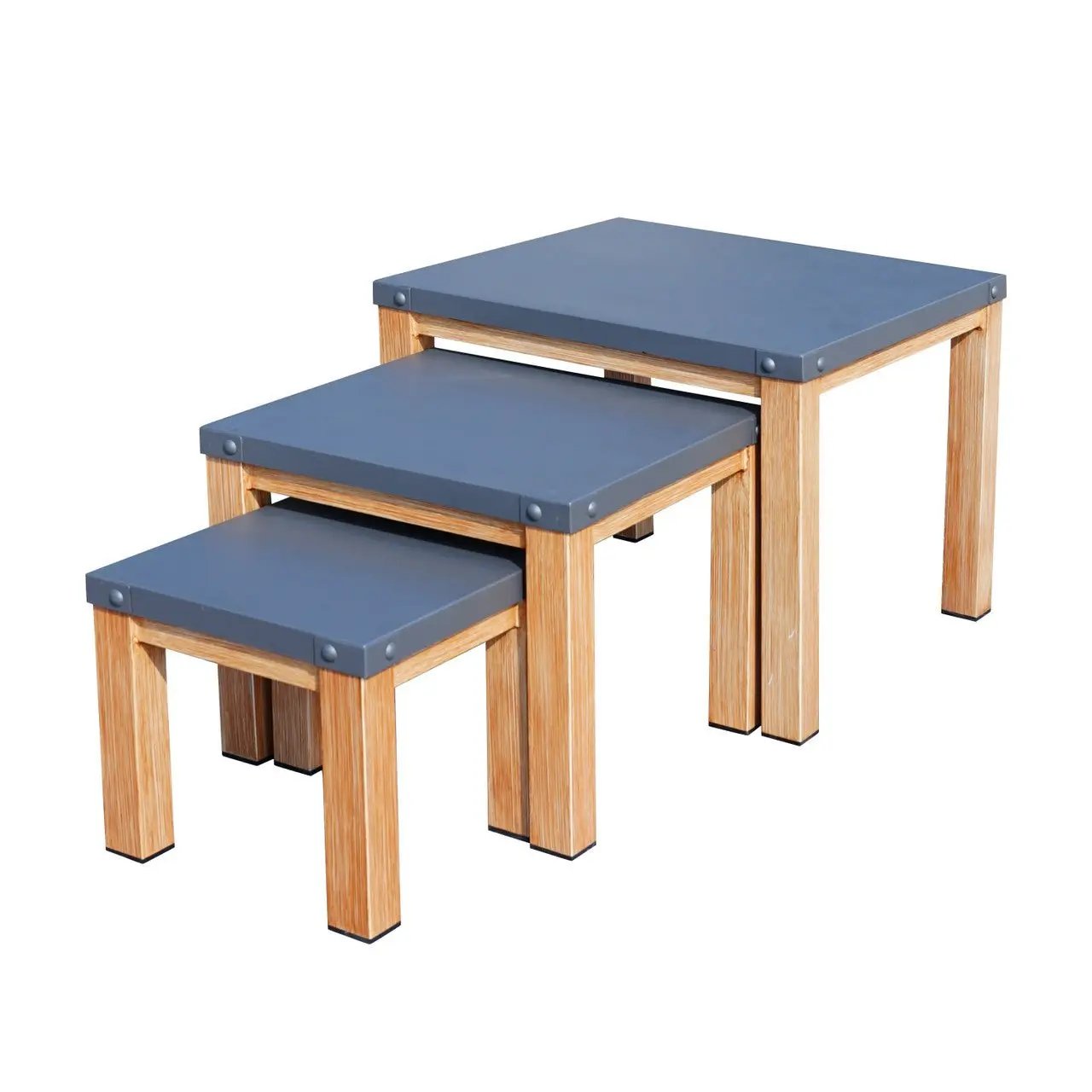 All Aluminum Outdoor 3 - Piece Set, Portable Square Table (PAT - 2341TA - GR) - Direct Wicker