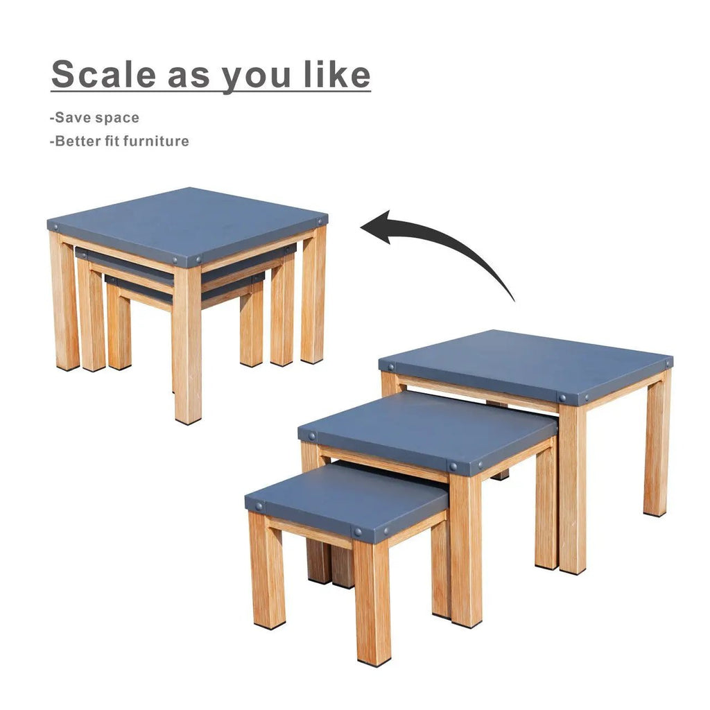 All Aluminum Outdoor 3 - Piece Set, Portable Square Table (PAT - 2341TA - GR) - Direct Wicker