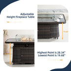 Aluminum Adjustable Fire Pit Table with Tempered Glass Top (PAG - 2403RT) - Direct Wicker