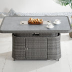 Aluminum Adjustable Fire Pit Table with Tempered Glass Top (PAG - 2403RT) - Direct Wicker