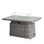 Aluminum Adjustable Fire Pit Table with Tempered Glass Top (PAG - 2403RT) - Direct Wicker
