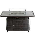 Aluminum Adjustable Fire Pit Table with Tempered Glass Top (PAG - 2403RT) - Direct Wicker