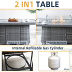 Aluminum Adjustable Fire Pit Table with Tempered Glass Top (PAG - 2403RT) - Direct Wicker