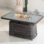 Aluminum Adjustable Fire Pit Table with Tempered Glass Top (PAG - 2403RT) - Direct Wicker