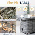 Aluminum Adjustable Fire Pit Table with Tempered Glass Top (PAG - 2403RT) - Direct Wicker