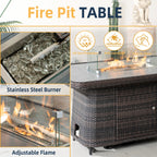 Aluminum Adjustable Fire Pit Table with Tempered Glass Top (PAG - 2403RT) - Direct Wicker
