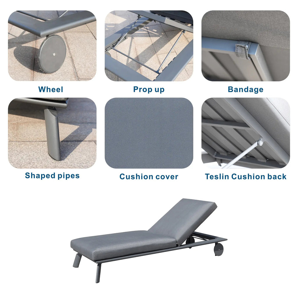 Aluminum Frame Outdoor Daybed Olefin Fabric (PAL-2324DB) - Direct Wicker