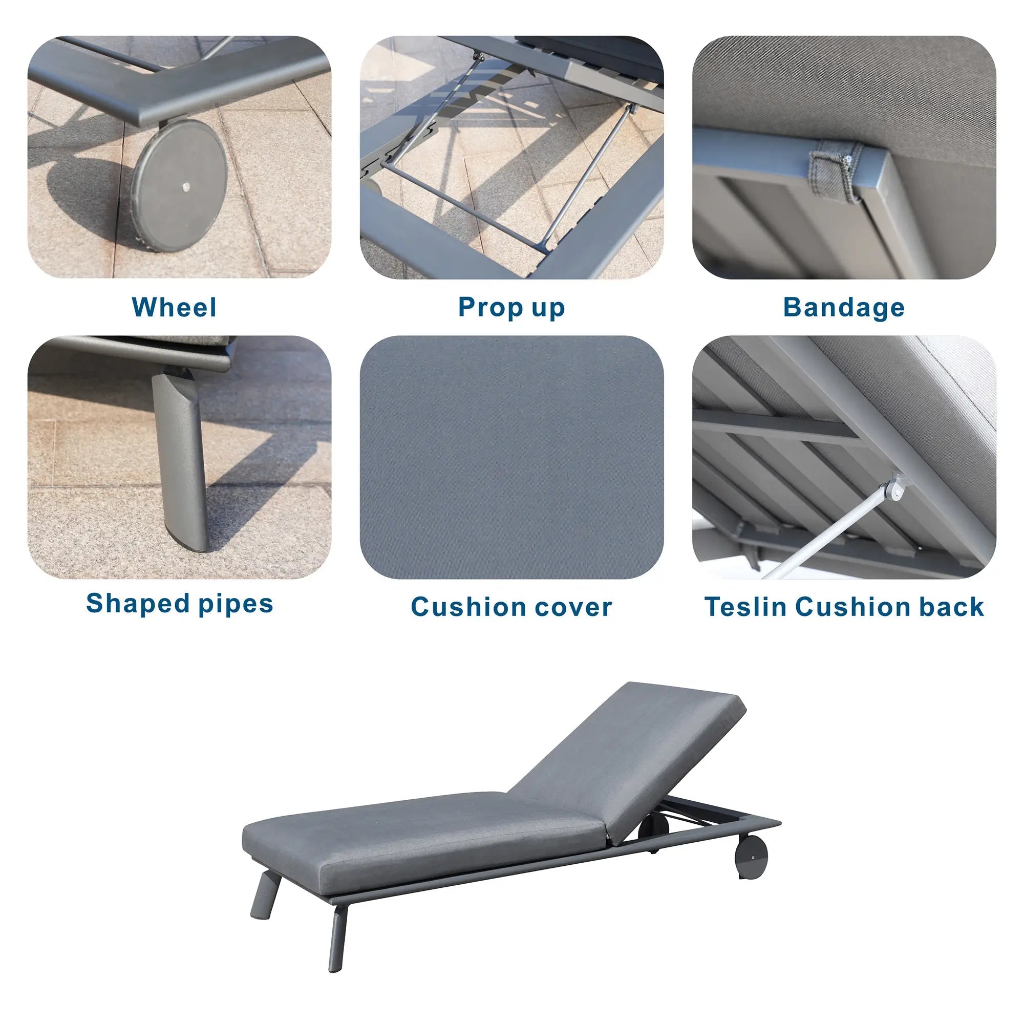 Aluminum Frame Outdoor Daybed Olefin Fabric (PAL-2324DB) - Direct Wicker