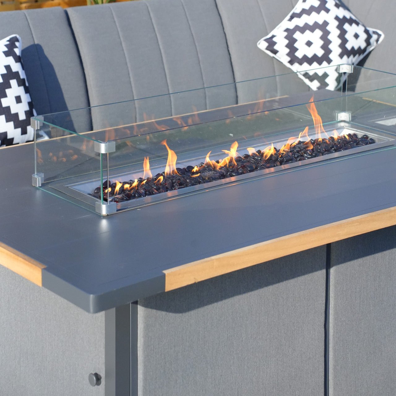 Aluminum Patio and Garden Fire Pit Seating Set with Gray Cushion (PAG-2338+2336) - Direct Wicker