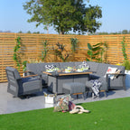 Aluminum Patio and Garden Fire Pit Seating Set with Gray Cushion (PAG-2338+2336) - Direct Wicker