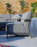 Aluminum Patio and Garden Fire Pit Seating Set with Gray Cushion (PAG-2338+2336) - Direct Wicker