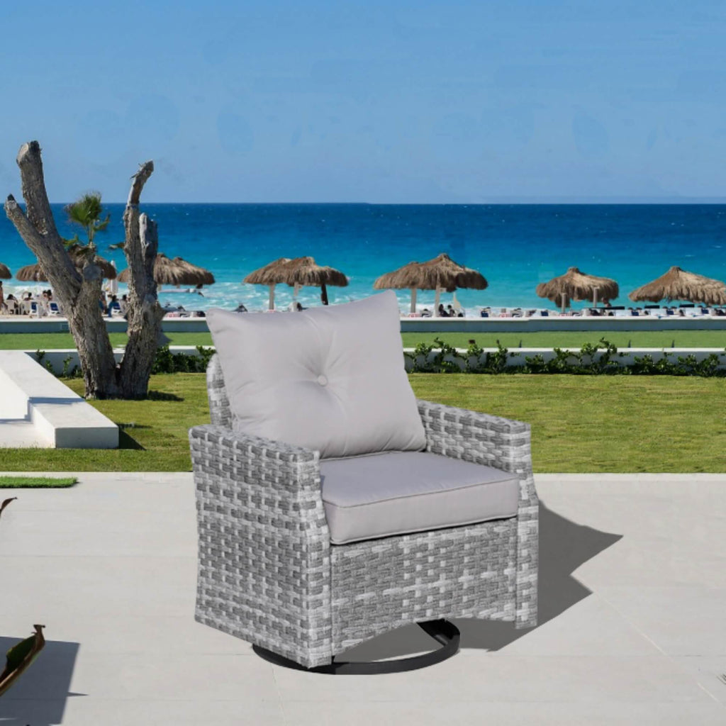 Aluminum Swivel Single Chair (Set of 2) – Durable Outdoor Lounge Chairs with Direct Wicker Weave - Direct Wicker