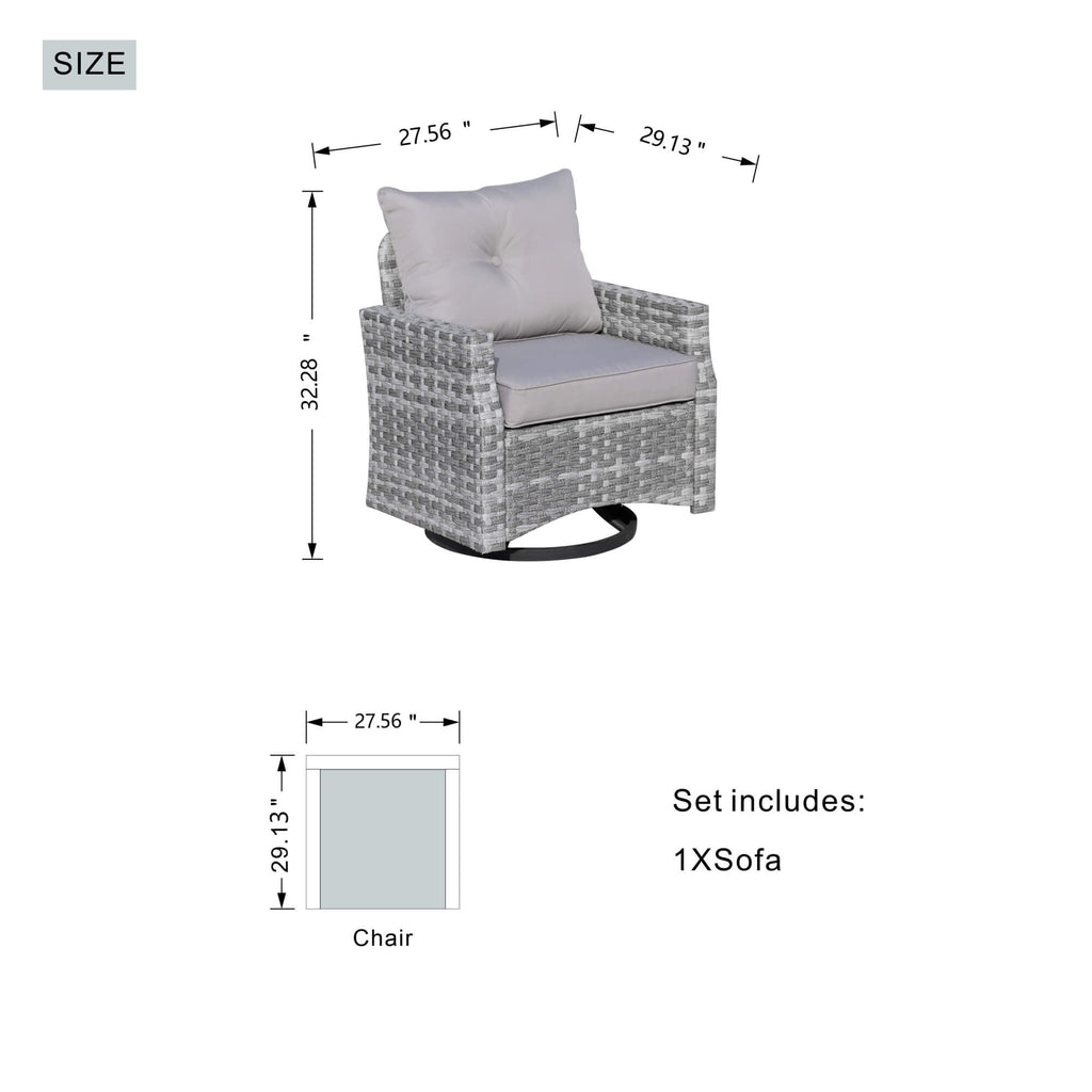Aluminum Swivel Single Chair (Set of 2) – Durable Outdoor Lounge Chairs with Direct Wicker Weave - Direct Wicker