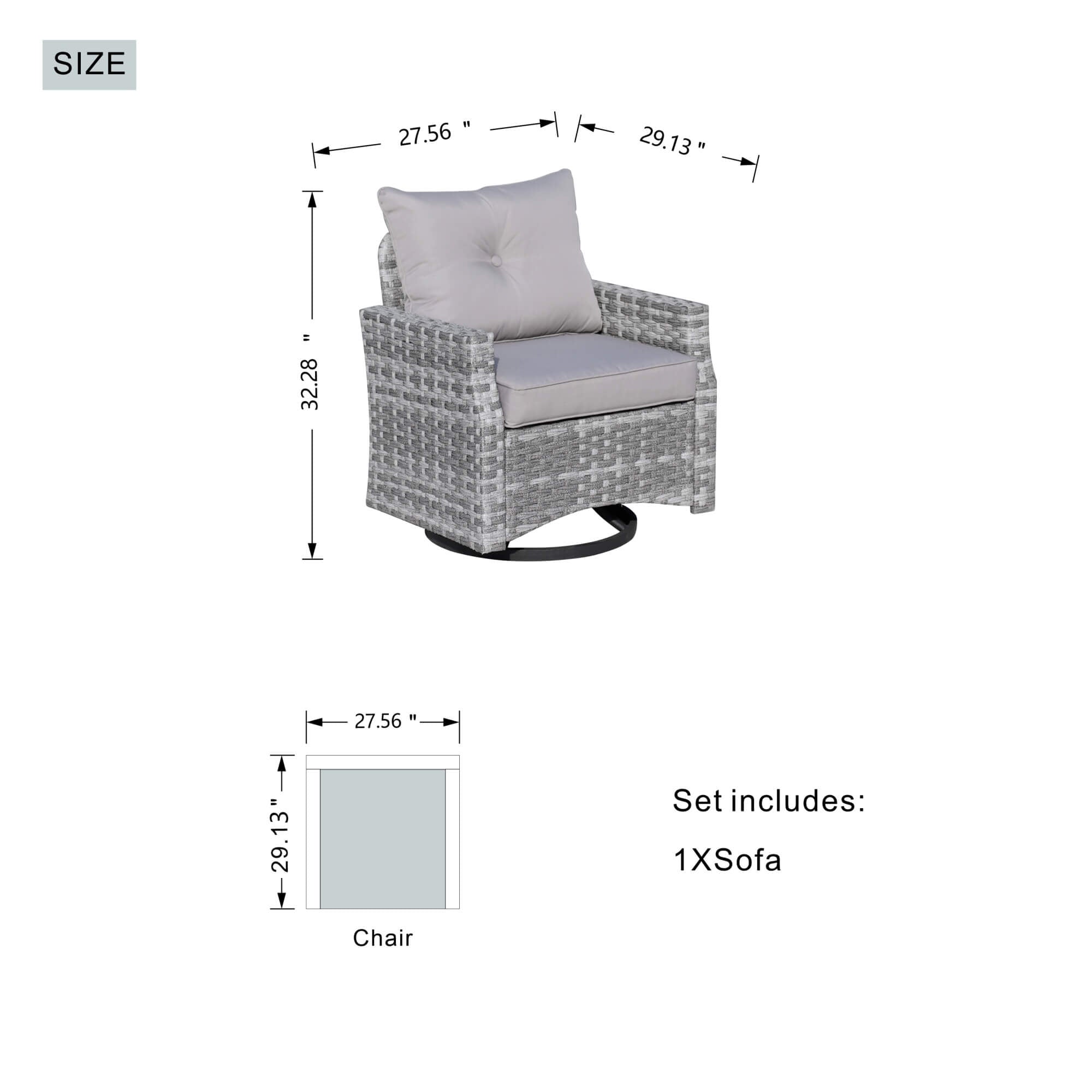 Aluminum Swivel Single Chair (Set of 2) – Durable Outdoor Lounge Chairs with Direct Wicker Weave - Direct Wicker