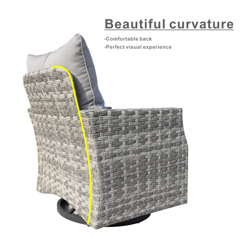 Aluminum Swivel Single Chair (Set of 2) – Durable Outdoor Lounge Chairs with Direct Wicker Weave - Direct Wicker