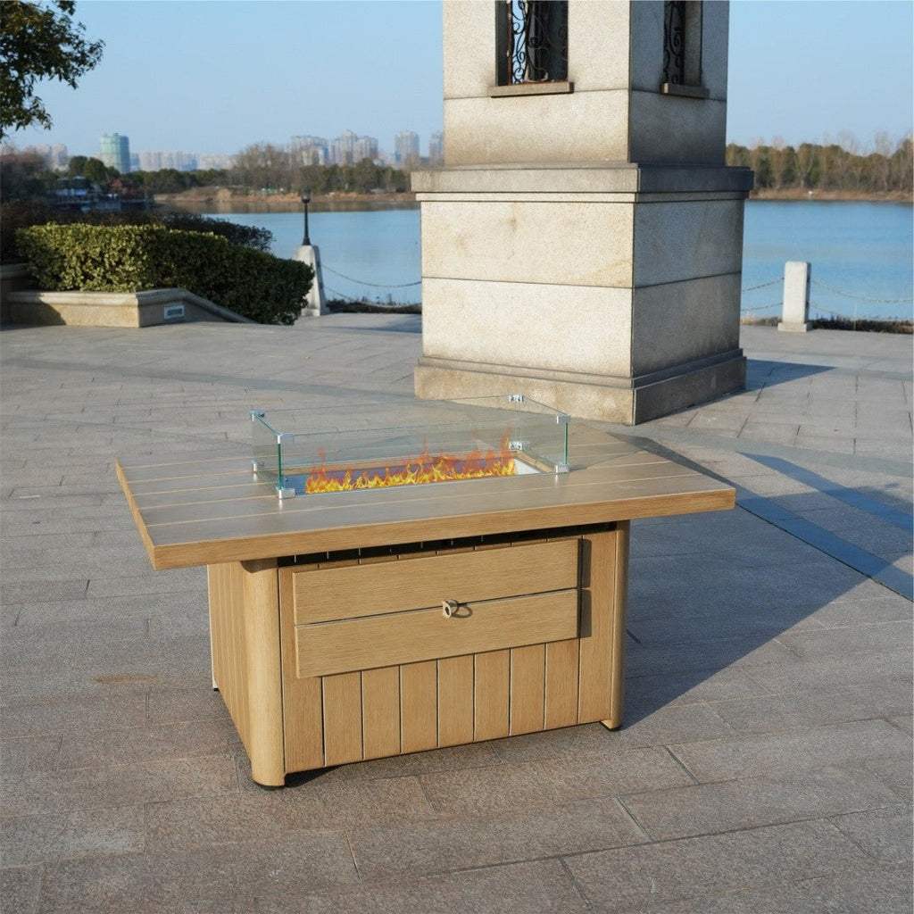 Aluminum Tube Rectangular Firepit Table (PAG - 2334TA) - Direct Wicker