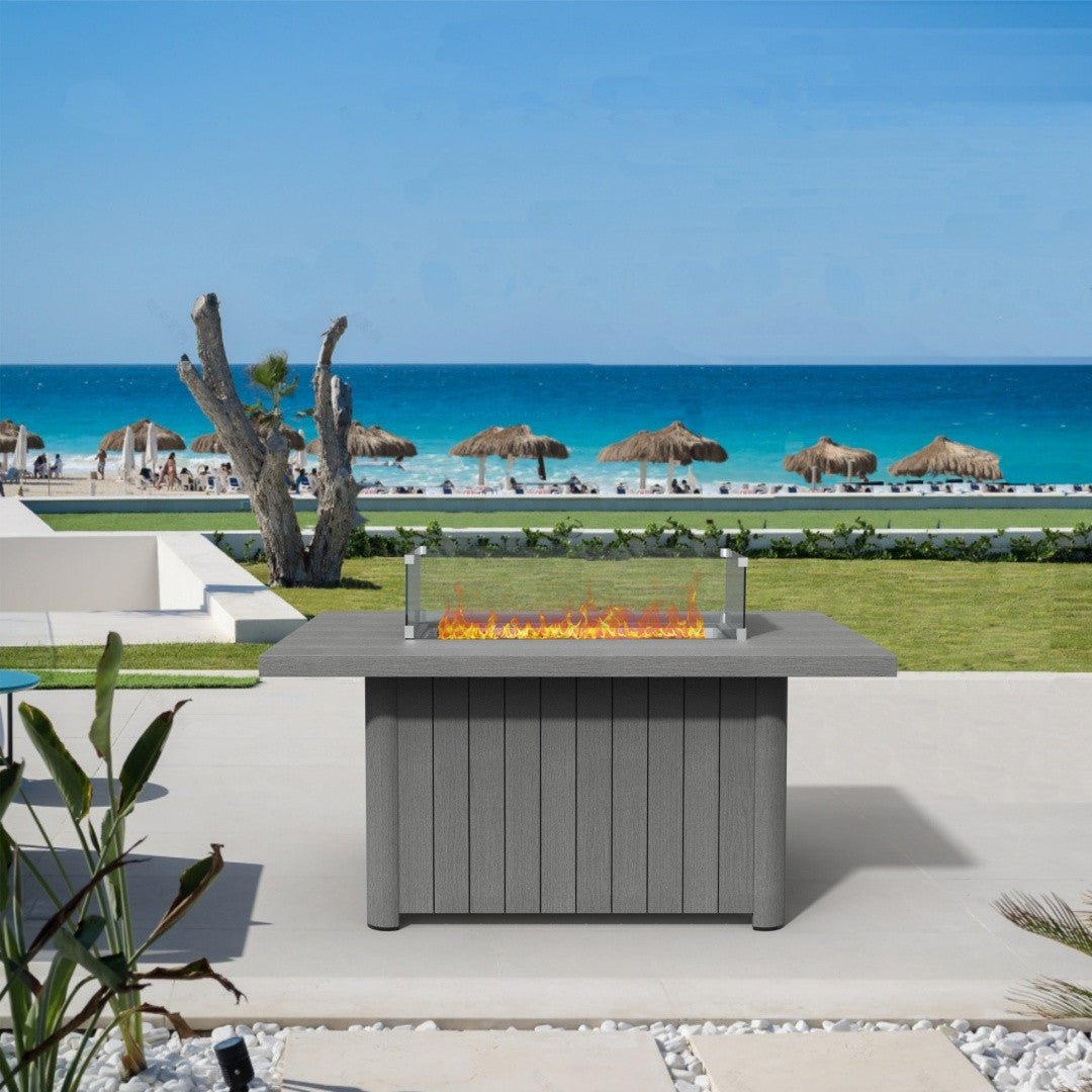 Aluminum Tube Rectangular Firepit Table (PAG - 2334TA) - Direct Wicker
