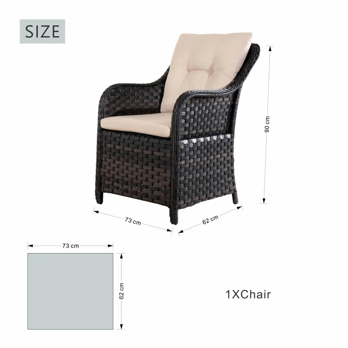 Aluminum Wicker Dining Chair with 3-Line Woven Back& Arms(PAC-012) - Direct Wicker